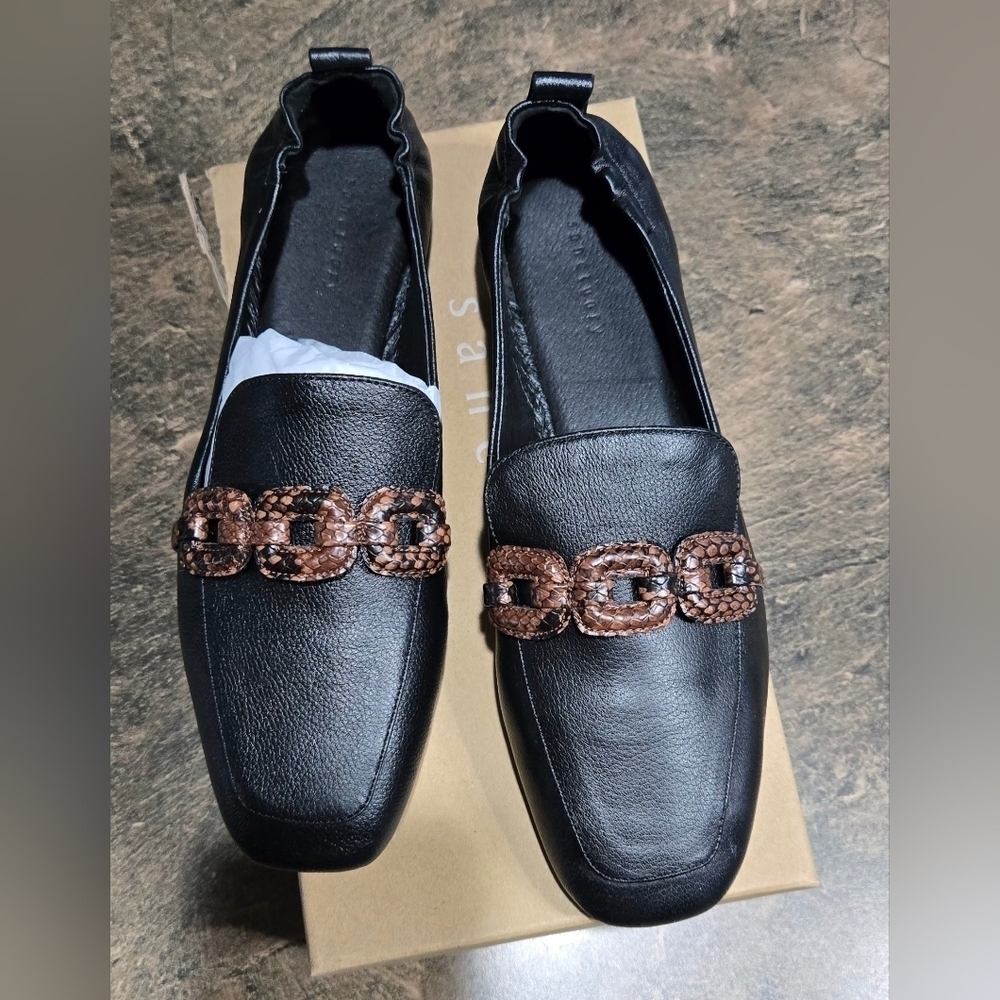 Sanctuary Black and Brown Loafers with Chain-Link Detail #875 - Picture 2 of 10